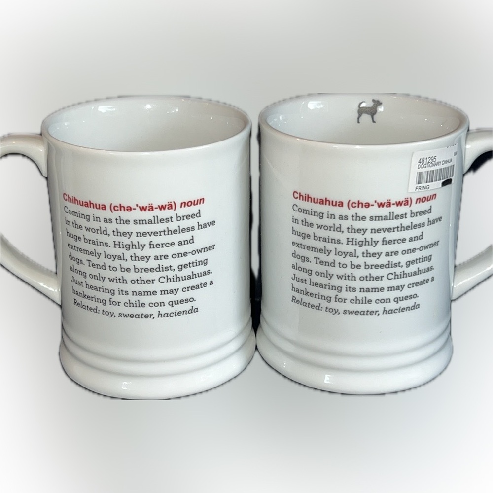 Chihuahua – DOGtionary (humorous definition) ceramic mug set of 2-12oz each-NWT